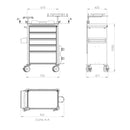 Emergency Trolley, Structure and Drawers, 125mm Double wheels