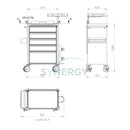 Emergency Trolley Structure and Drawers 125mm Double wheels