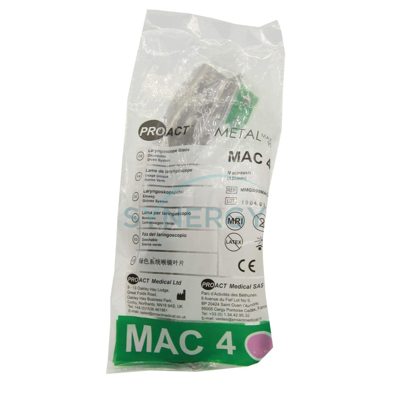 Metal Max Green System 90 Laryngoscope Blade Disposable Mac 4