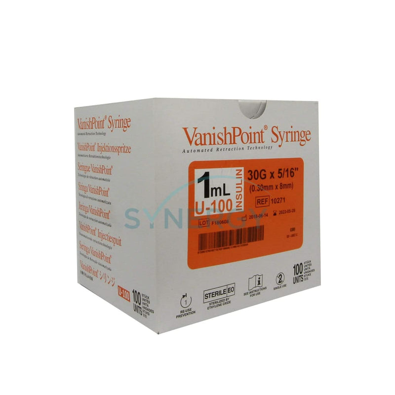 Vanishpoint U-100 Insulin Syringe 1Ml 30G X 5/16 (Bx)
