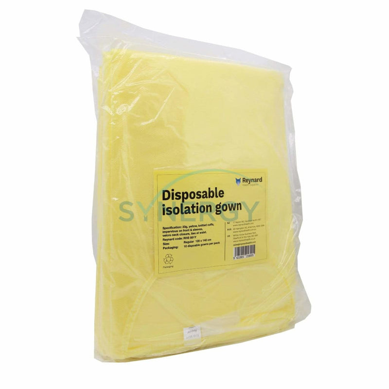 Disposable Isolation Gown 33G Regular 120 Cm X 140 Yellow